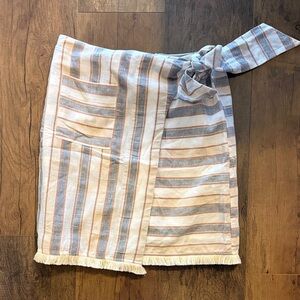 Mystree Asymmetrical Skirt with Cream and Gray Stripes